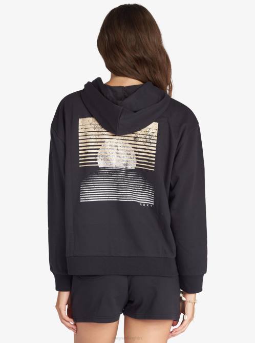 X4FH320 anthracite Evening Hike Zip Up Hoodie Women Roxy | Hoodies