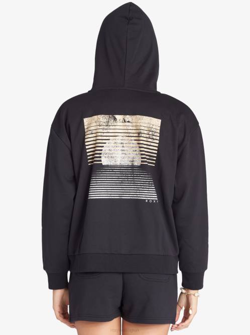 X4FH320 anthracite Evening Hike Zip Up Hoodie Women Roxy | Hoodies