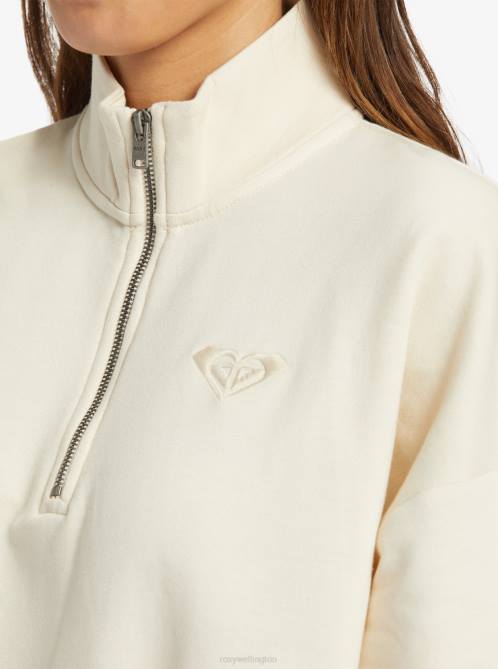 X4FH365 tapioca Hike Quilted Half Zip Sweatshirt Women Roxy | Sweatshirts