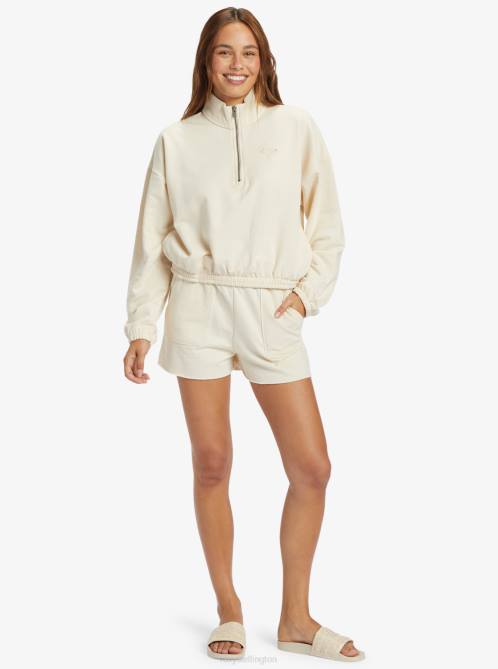 X4FH365 tapioca Hike Quilted Half Zip Sweatshirt Women Roxy | Sweatshirts