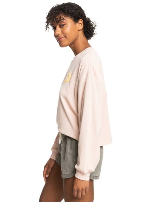 X4FH387 peach whip Better Not Wait Toweling Sweatshirt Women Roxy | Sweatshirts