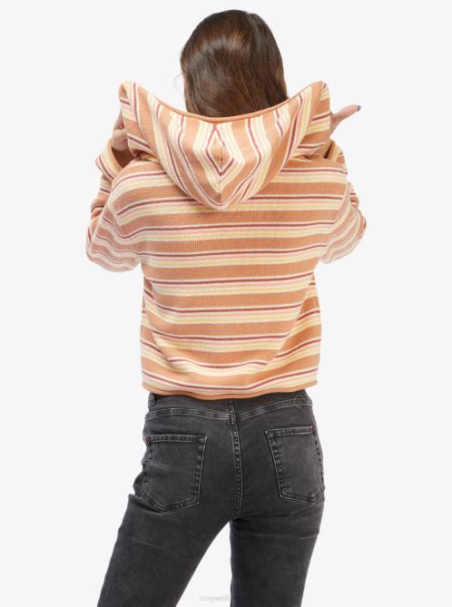X4FH407 toasted nut retro rays stripe Side Swipe Poncho Hoodie Women Roxy | Hoodies