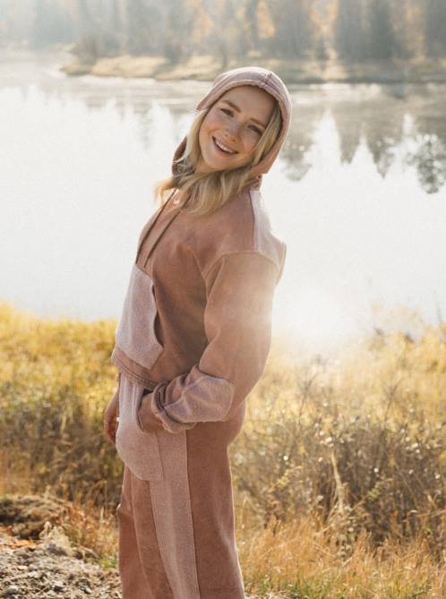 X4FH422 toasted nut Game Changer Hoodie Women Roxy | Hoodies