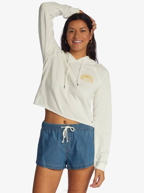 X4FH512 bright white We Arrived Hooded Pullover Women Roxy | Hoodies