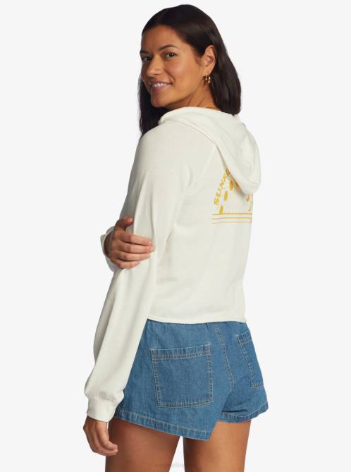 X4FH512 bright white We Arrived Hooded Pullover Women Roxy | Hoodies