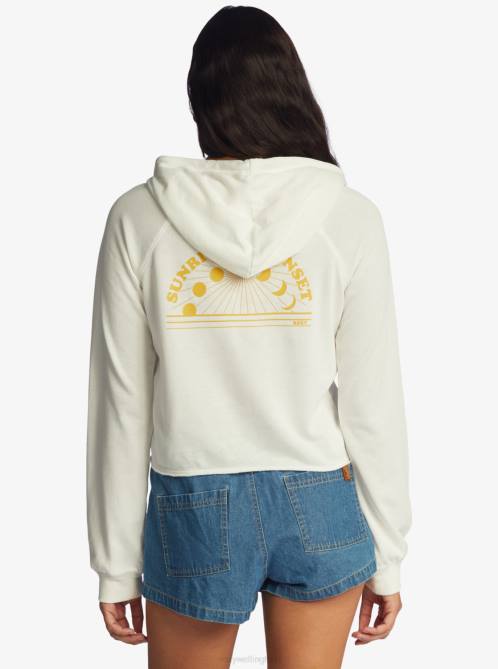 X4FH512 bright white We Arrived Hooded Pullover Women Roxy | Hoodies