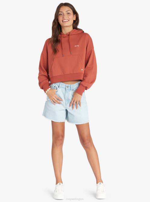 X4FH535 baked clay Afternoon Hike Pullover Hoodie Women Roxy | Hoodies