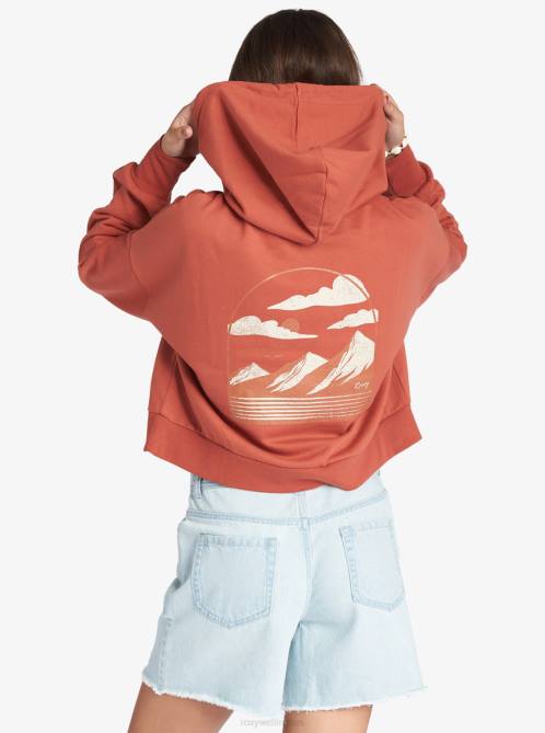 X4FH535 baked clay Afternoon Hike Pullover Hoodie Women Roxy | Hoodies