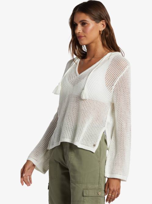 X4FH78 egret Cropped After Beach Break Hoodie Women Roxy | Hoodies