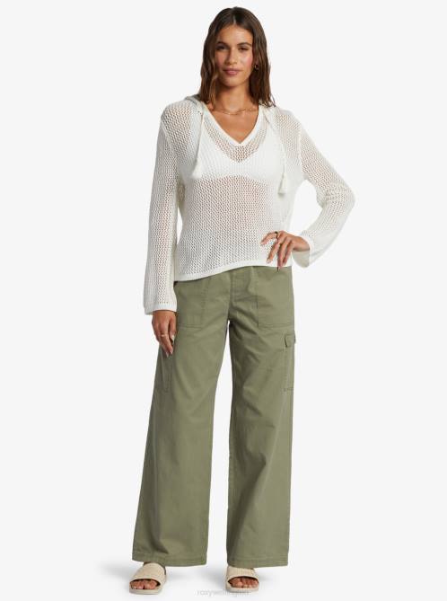 X4FH78 egret Cropped After Beach Break Hoodie Women Roxy | Hoodies