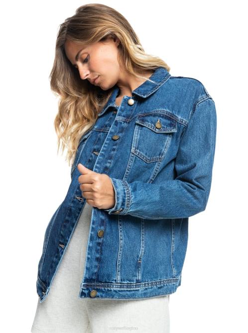 X4FH455 medium blue Mountain Roads Denim Jacket Women Roxy | Jackets