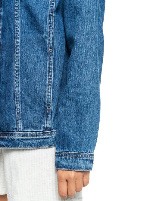 X4FH455 medium blue Mountain Roads Denim Jacket Women Roxy | Jackets