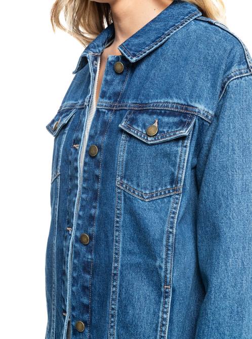 X4FH455 medium blue Mountain Roads Denim Jacket Women Roxy | Jackets