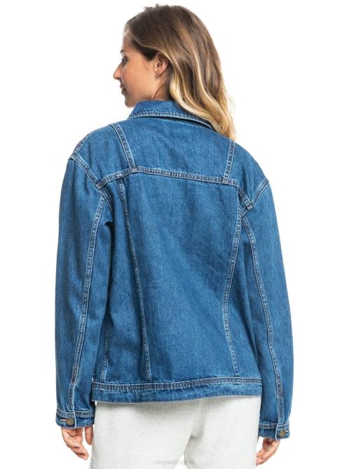 X4FH455 medium blue Mountain Roads Denim Jacket Women Roxy | Jackets