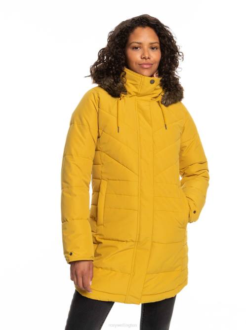 X4FH471 honey Ellie Longline Insulated Hooded Jacket Women Roxy | Jackets