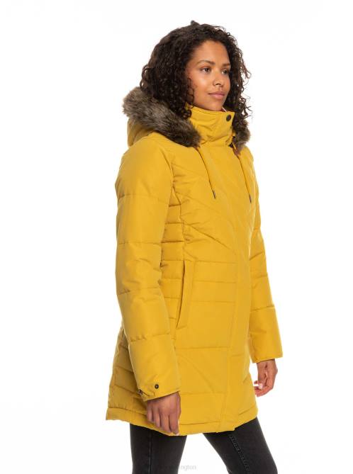 X4FH471 honey Ellie Longline Insulated Hooded Jacket Women Roxy | Jackets