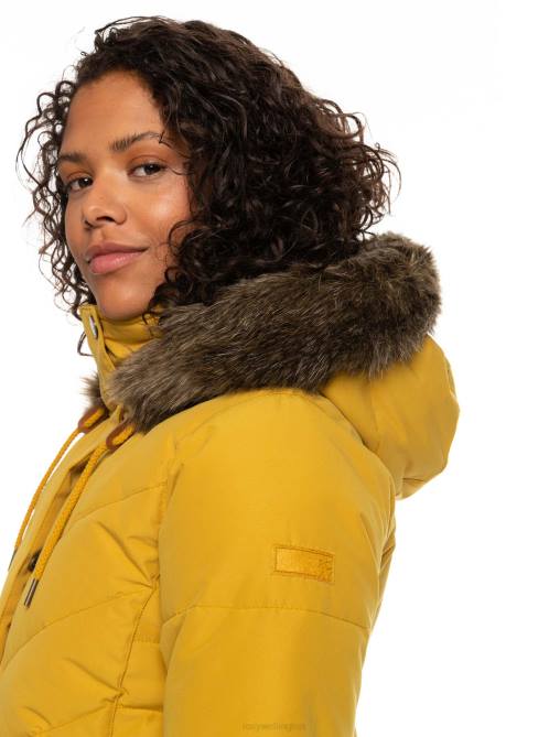 X4FH471 honey Ellie Longline Insulated Hooded Jacket Women Roxy | Jackets