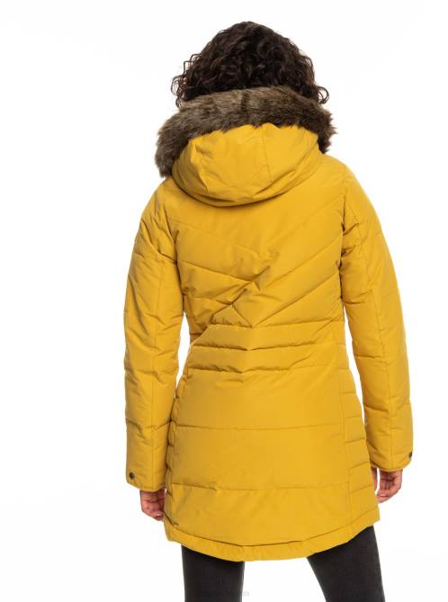 X4FH471 honey Ellie Longline Insulated Hooded Jacket Women Roxy | Jackets