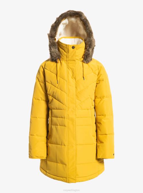 X4FH471 honey Ellie Longline Insulated Hooded Jacket Women Roxy | Jackets