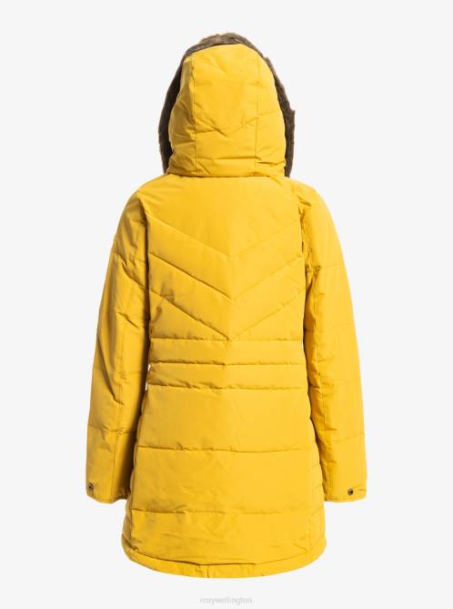 X4FH471 honey Ellie Longline Insulated Hooded Jacket Women Roxy | Jackets