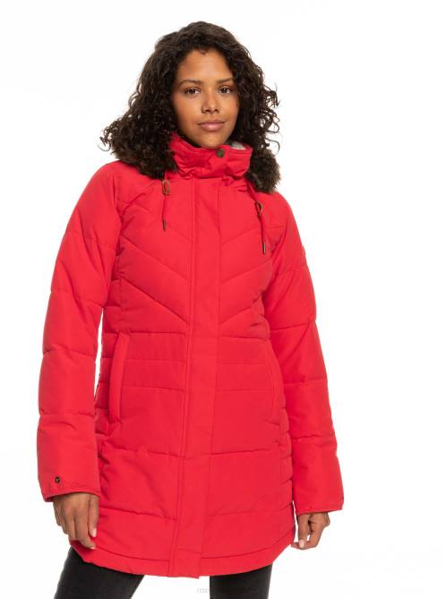 X4FH530 lychee Ellie Longline Insulated Hooded Jacket Women Roxy | Jackets