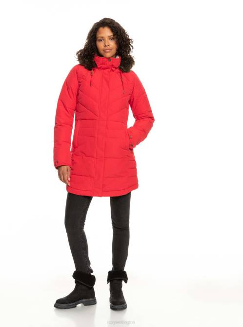 X4FH530 lychee Ellie Longline Insulated Hooded Jacket Women Roxy | Jackets