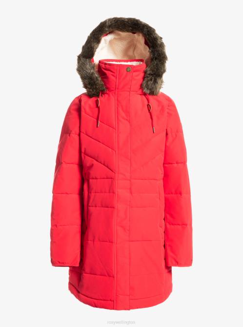 X4FH530 lychee Ellie Longline Insulated Hooded Jacket Women Roxy | Jackets
