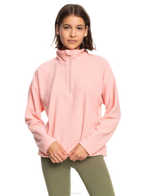 X4FH570 mellow rose Feel It Too Half-Zip Technical Fleece Pullover Women Roxy | Jackets