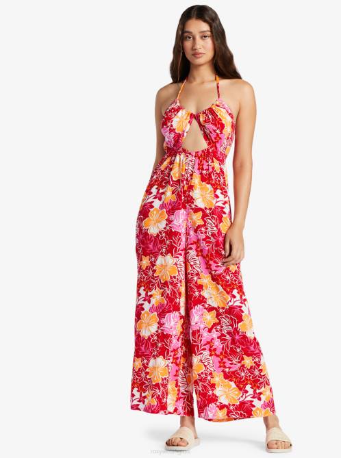 X4FH103 hilo hibiscus Away On Vacay Printed Wide Leg Jumpsuit Women Roxy | Jumpsuits