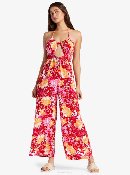 X4FH103 hilo hibiscus Away On Vacay Printed Wide Leg Jumpsuit Women Roxy | Jumpsuits