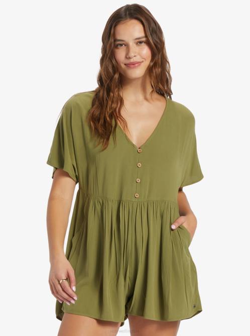 X4FH188 loden green Endless Journey Easy Fit Romper Women Roxy | Rompers
