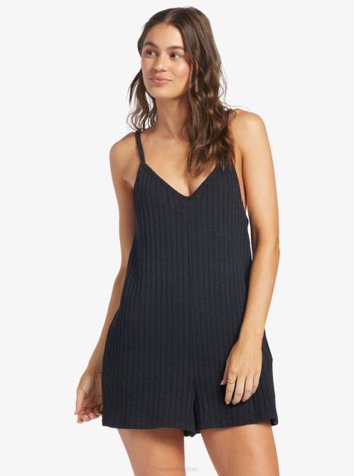 X4FH268 anthracite On Our Way Knit V-Neck Romper Women Roxy | Rompers