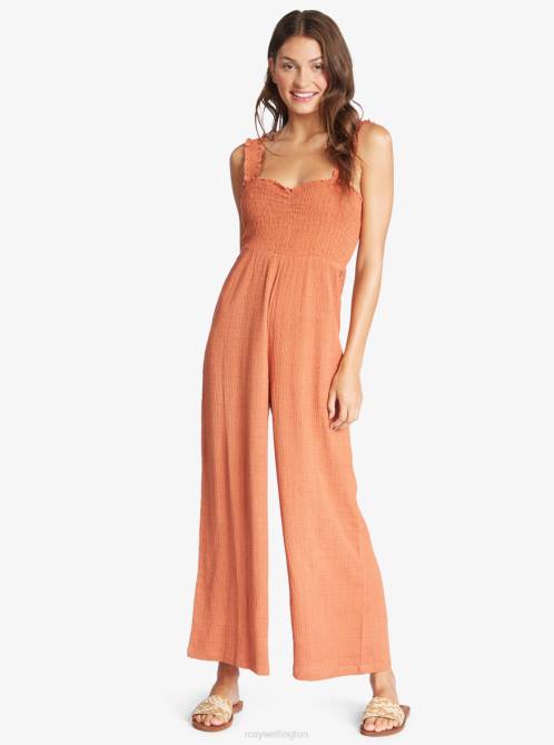 X4FH308 baked clay Adventure Bound Woven Tank Jumpsuit Women Roxy | Jumpsuits