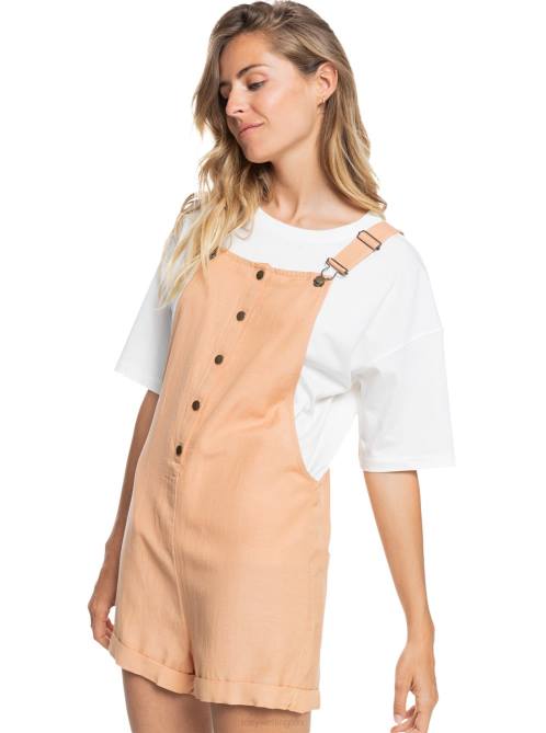 X4FH357 toast Back To Goodbye Short Overalls Women Roxy | Rompers
