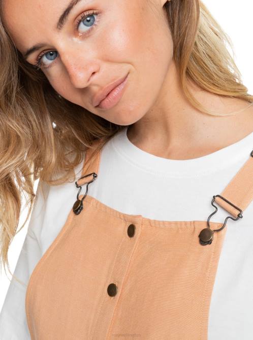 X4FH357 toast Back To Goodbye Short Overalls Women Roxy | Rompers