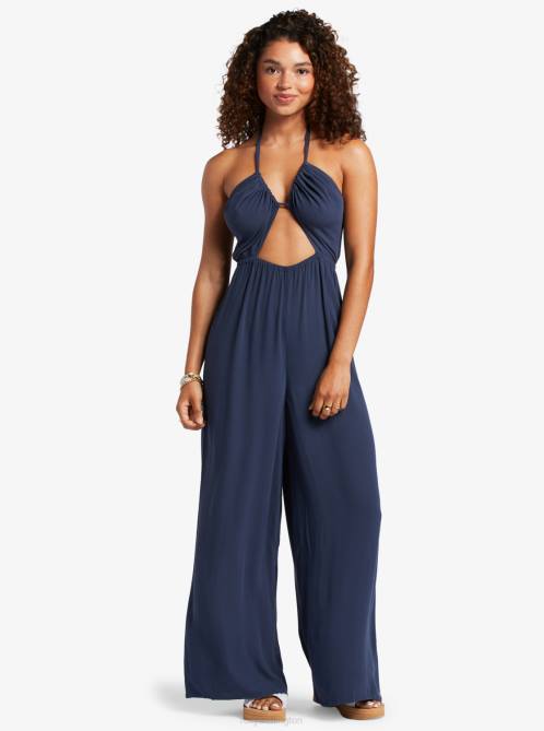 X4FH66 mood indigo Away On Vacay Wide Leg Jumpsuit Women Roxy | Jumpsuits