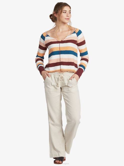 X4FH158 stone Oceanside Flared Pants Women Roxy | Pants