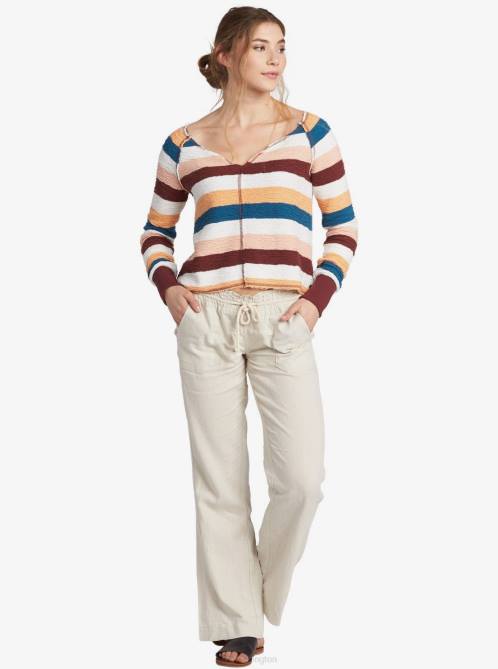 X4FH158 stone Oceanside Flared Pants Women Roxy | Pants