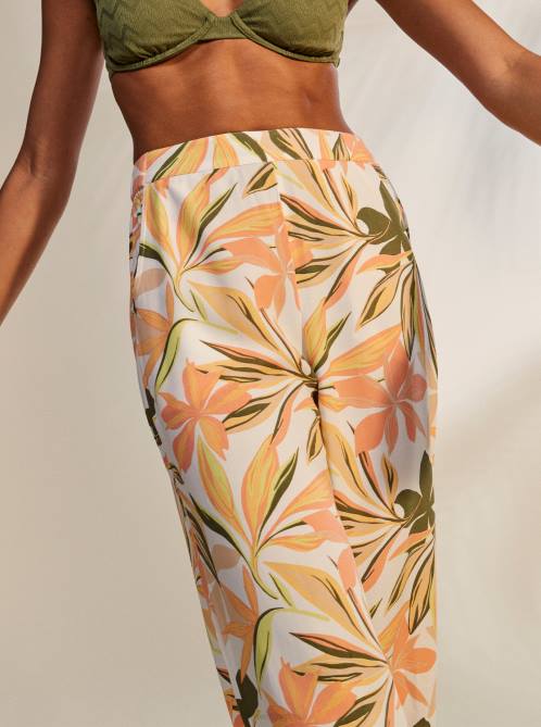 X4FH161 snow white subtly salty multic Midnight Avenue Lightweight Pants Women Roxy | Pants