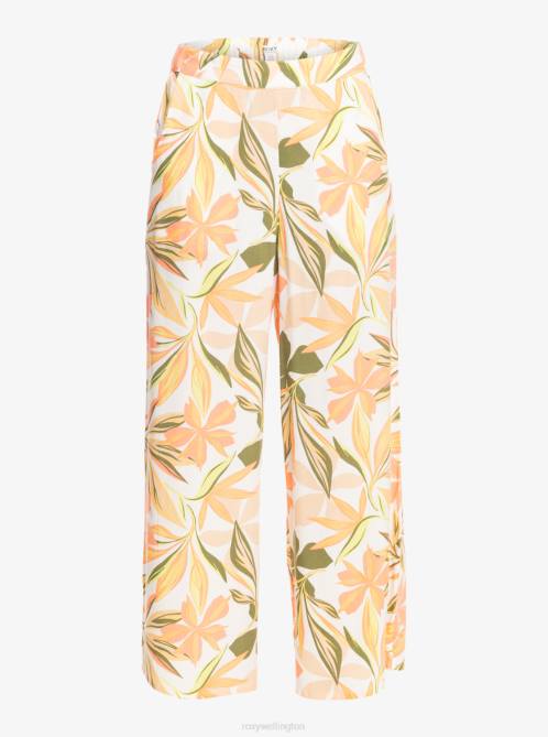 X4FH161 snow white subtly salty multic Midnight Avenue Lightweight Pants Women Roxy | Pants