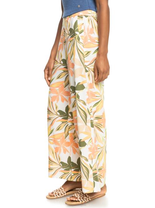 X4FH161 snow white subtly salty multic Midnight Avenue Lightweight Pants Women Roxy | Pants