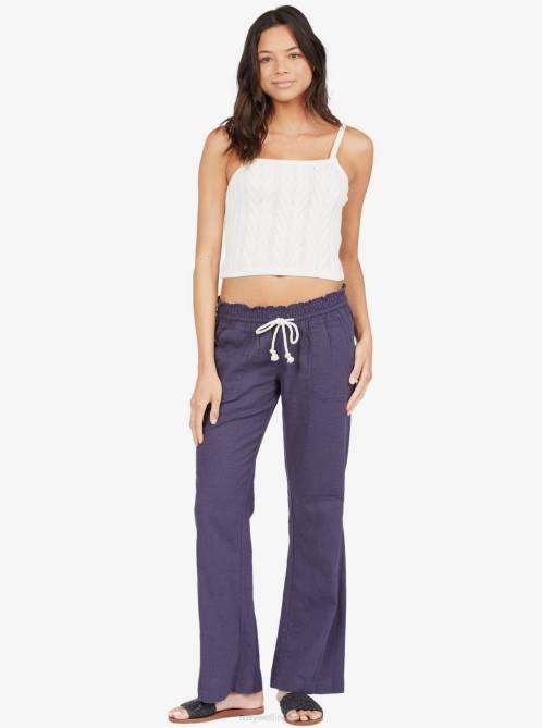 X4FH236 mood indigo Oceanside Flared Pants Women Roxy | Pants
