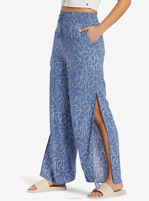 X4FH265 bijou bue linear floral Tropical Rhythm Beachy Pants Women Roxy | Pants