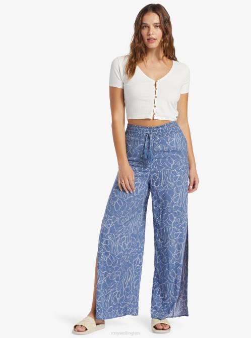 X4FH265 bijou bue linear floral Tropical Rhythm Beachy Pants Women Roxy | Pants