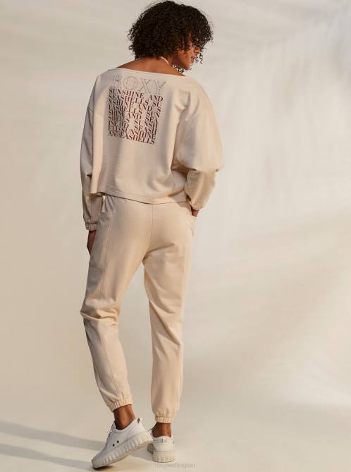 X4FH427 tapioca Next Set Drop Crotch Joggers Women Roxy | Pants