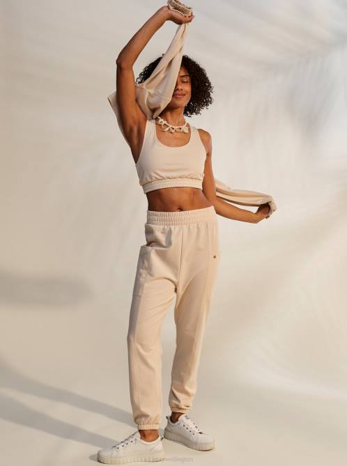 X4FH427 tapioca Next Set Drop Crotch Joggers Women Roxy | Pants