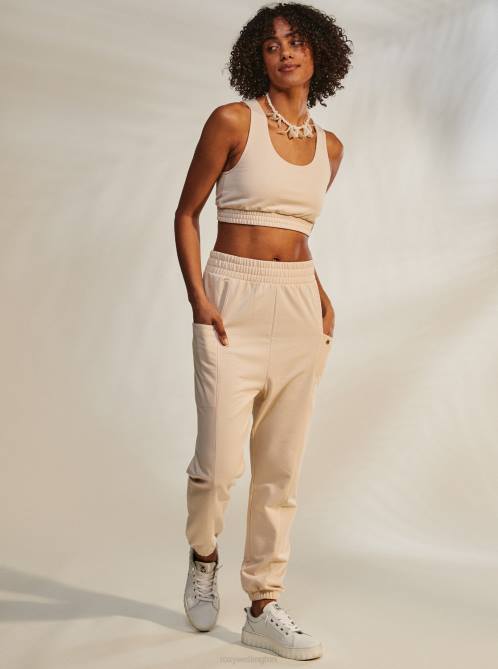 X4FH427 tapioca Next Set Drop Crotch Joggers Women Roxy | Pants