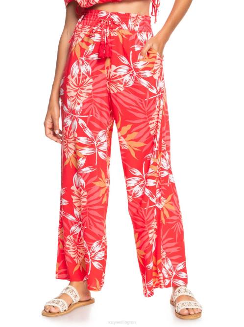 X4FH538 hibiscus seaside tropics v1 Slow Rhythm Elasticized Beach Pants Women Roxy | Pants