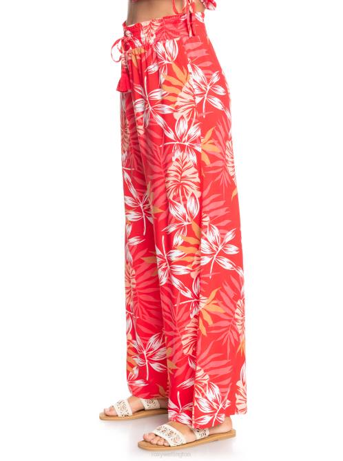 X4FH538 hibiscus seaside tropics v1 Slow Rhythm Elasticized Beach Pants Women Roxy | Pants