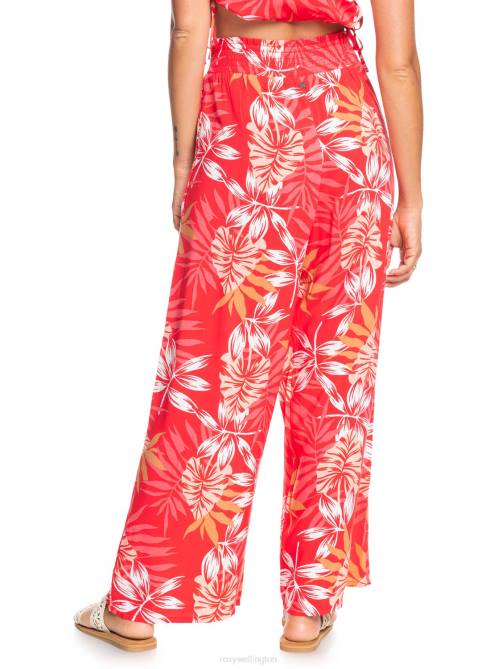 X4FH538 hibiscus seaside tropics v1 Slow Rhythm Elasticized Beach Pants Women Roxy | Pants